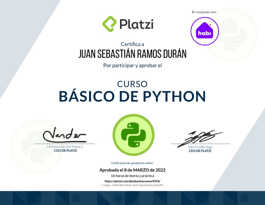 Diploma del Curso Básico de Python