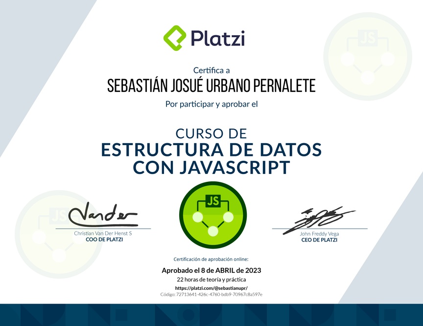 Diploma del Curso de Estructuras de Datos con JavaScript