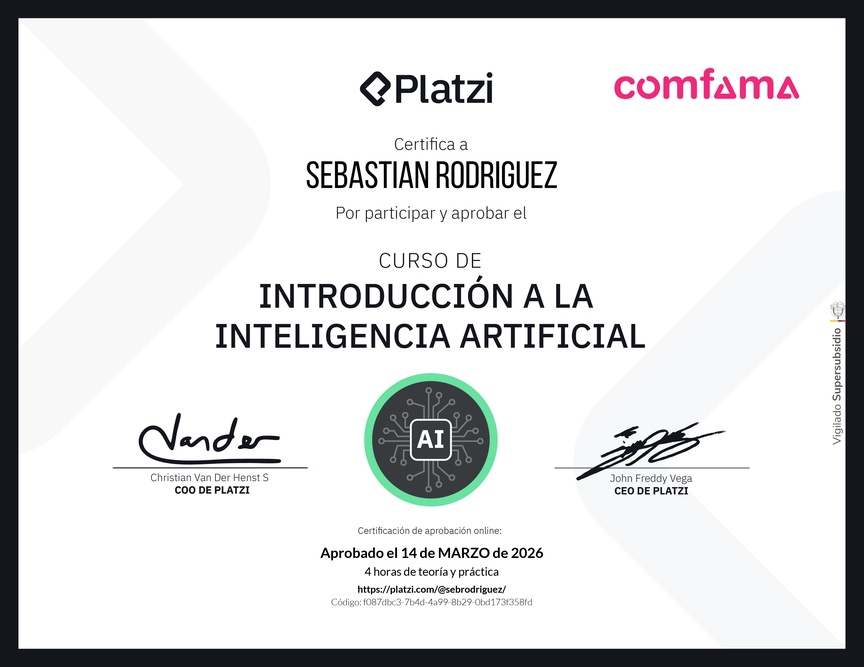 Diploma del Curso Gratis de Introducción a la Inteligencia Artificial