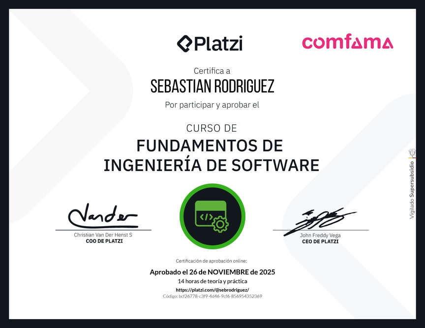 Diploma del Curso de Fundamentos de Ingeniería de Software