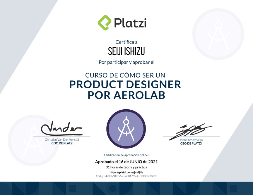 Diploma del Curso de Product Designer con Aerolab
