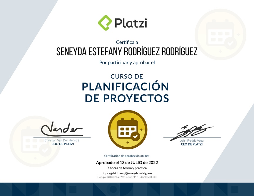 Diploma del Curso de Gestión para Planificar, Definir e Identificar Riesgos de un Proyecto