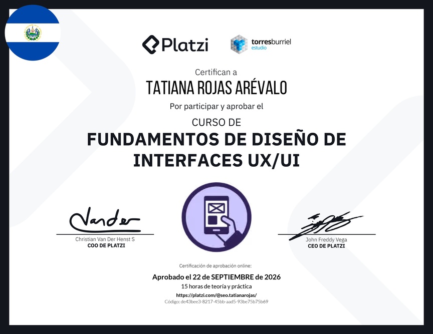 Diploma del Curso de Fundamentos de Diseño de Interfaces UX/UI