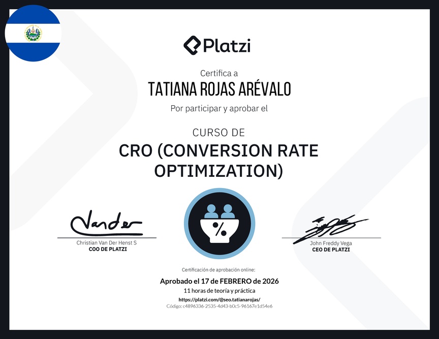 Diploma del Curso de CRO (Optimización de Conversiones)