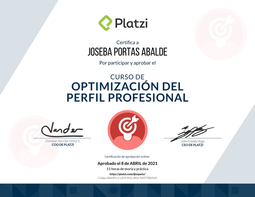 Diploma del Curso para Mejorar tu Perfil Profesional