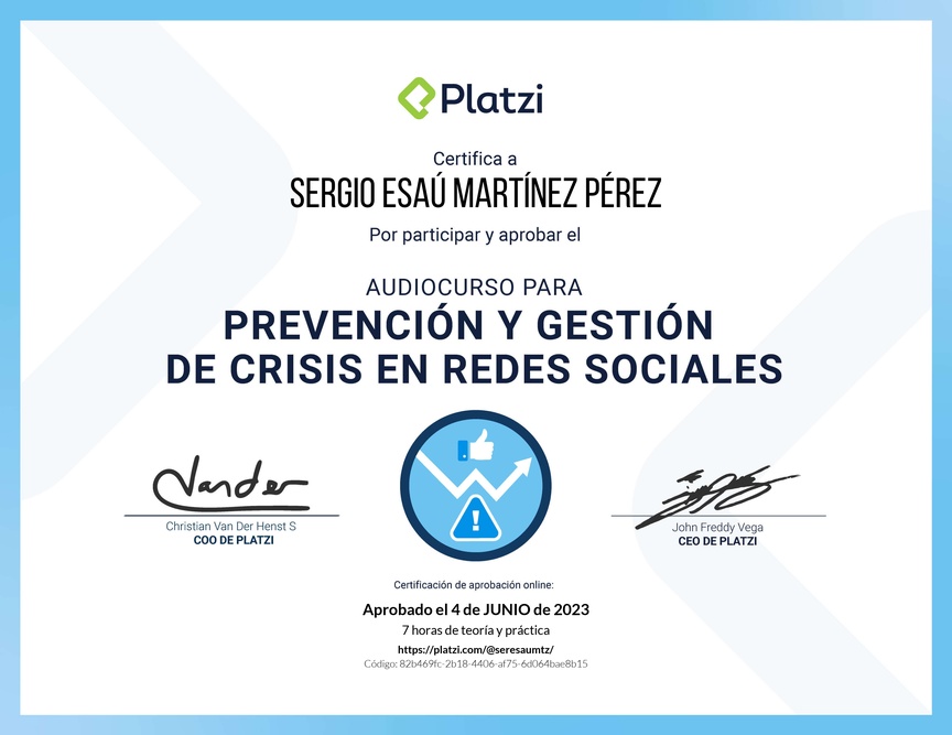 Diploma de Audiocurso: Prevención y Gestión de Crisis en Redes Sociales