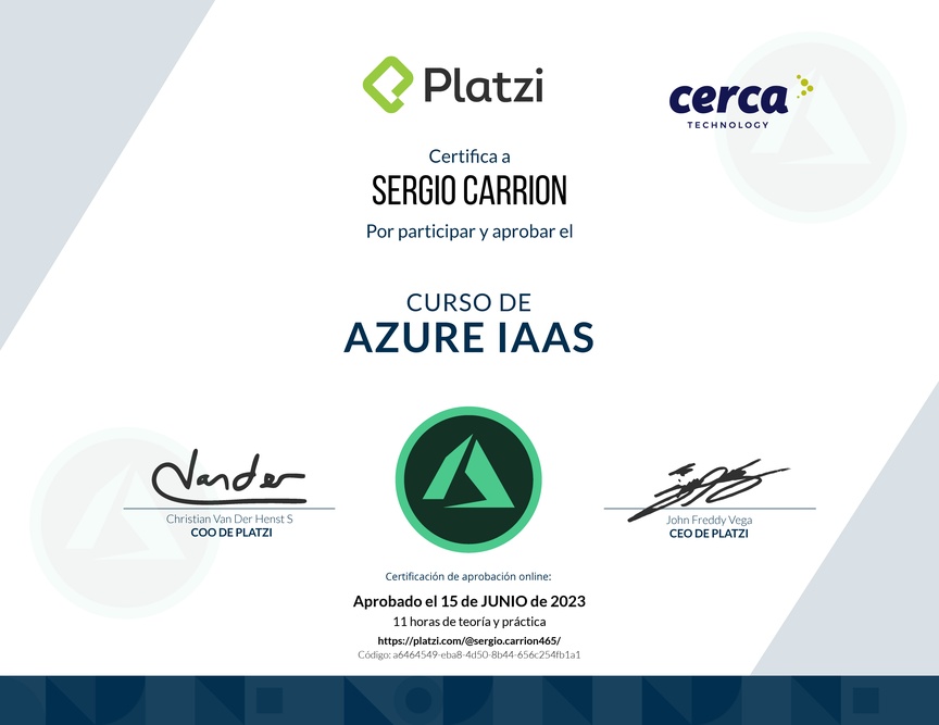 Diploma del Curso de Azure IaaS