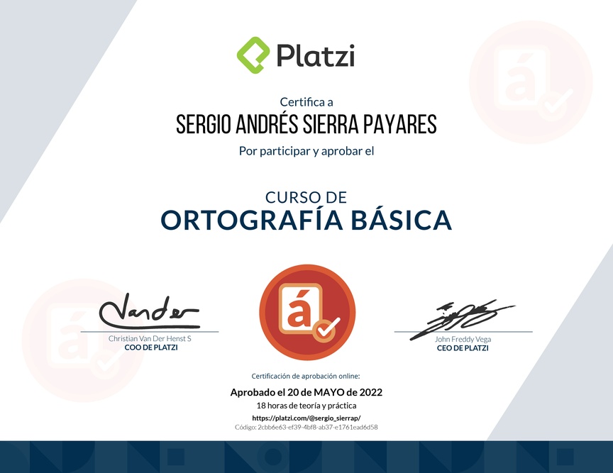 Diploma del Curso de Ortografía Básica