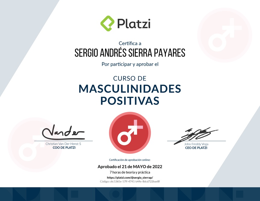 Diploma del Curso de Masculinidades Positivas