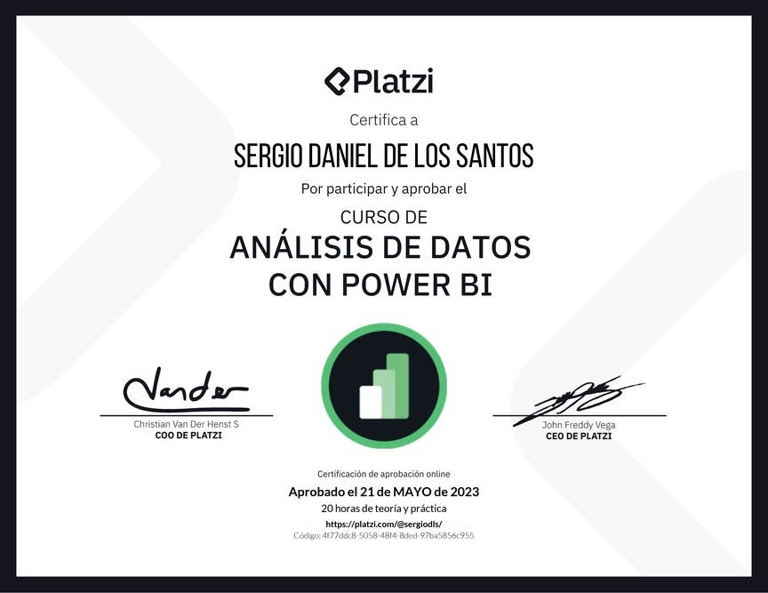 Diploma del Curso de Análisis de Datos con Power BI