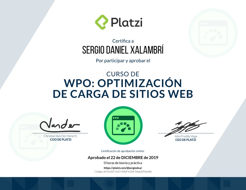 Diploma del Curso de WPO: Optimización de Carga de Sitios Web