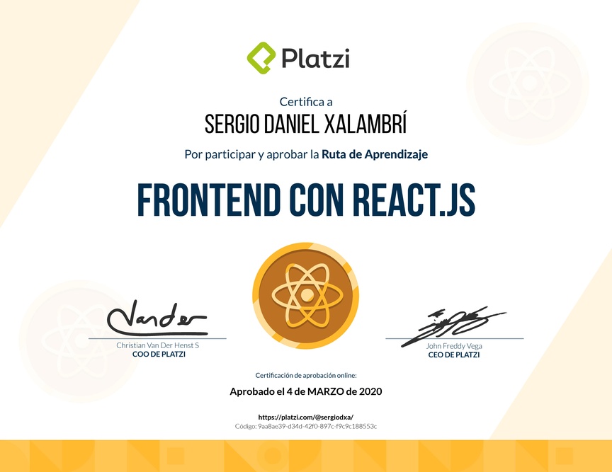 Diploma de la Ruta de Aprendizaje de Frontend a profundidad con React.js