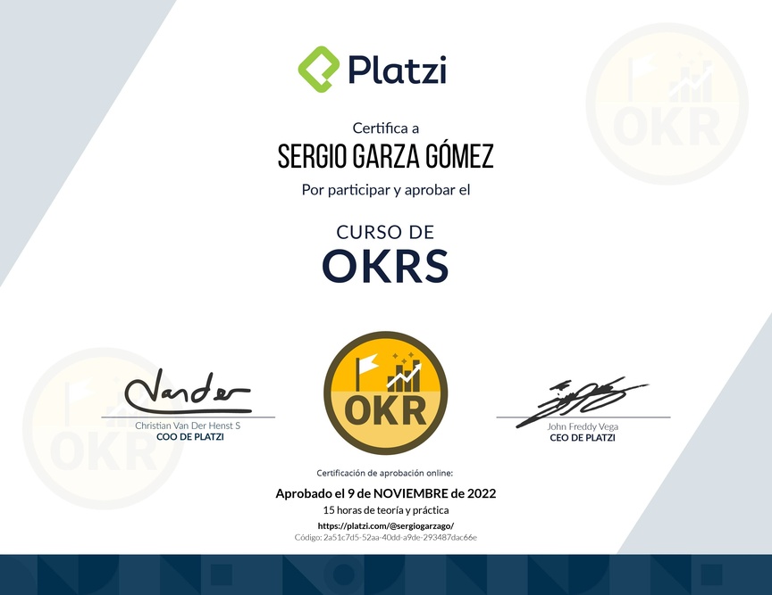 Diploma del Curso de OKRs: Herramienta Clave para Managers
