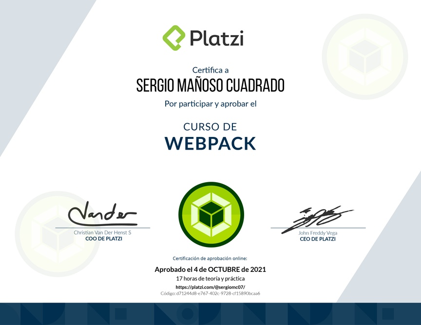 Diploma del Curso de Webpack