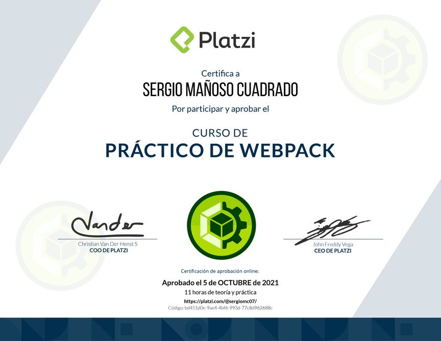 Diploma del Curso de Webpack con Express.js, React.js y TypeScript