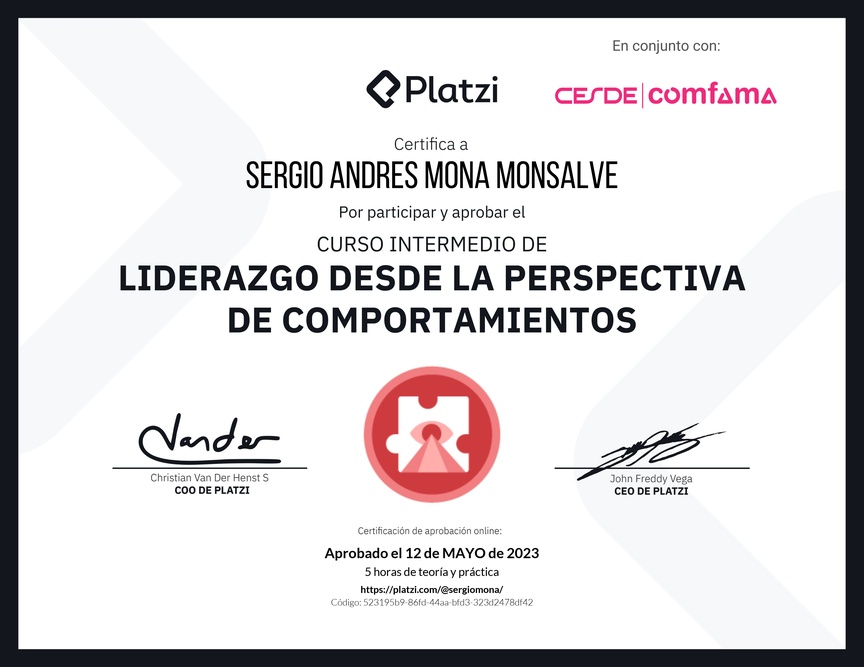 Diploma del Curso Intermedio de Liderazgo: Identifica los Tipos de Liderazgo