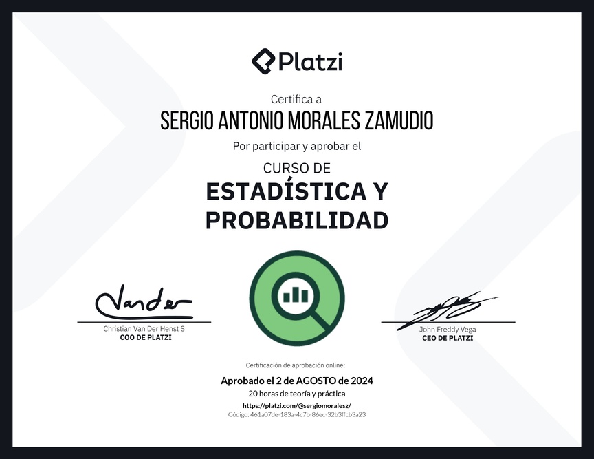 Diploma del Curso de Estadística y Probabilidad