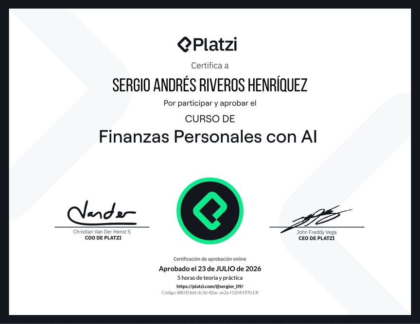 Diploma del Curso de Finanzas Personales con Inteligencia Artificial