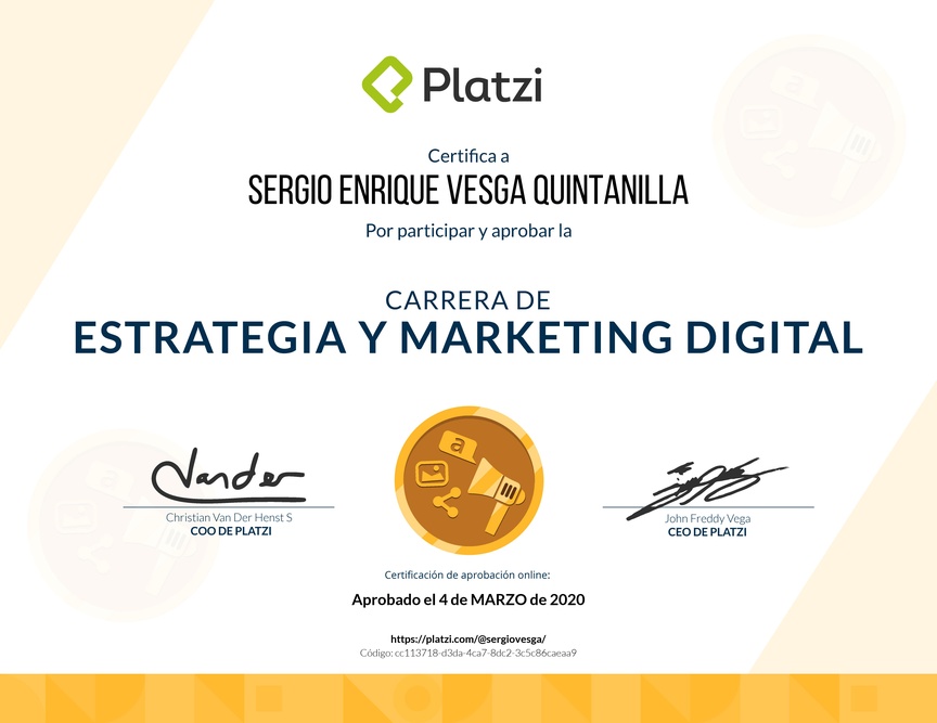 Diploma de la Ruta de Aprendizaje de Marketing Digital y Estrategia Online