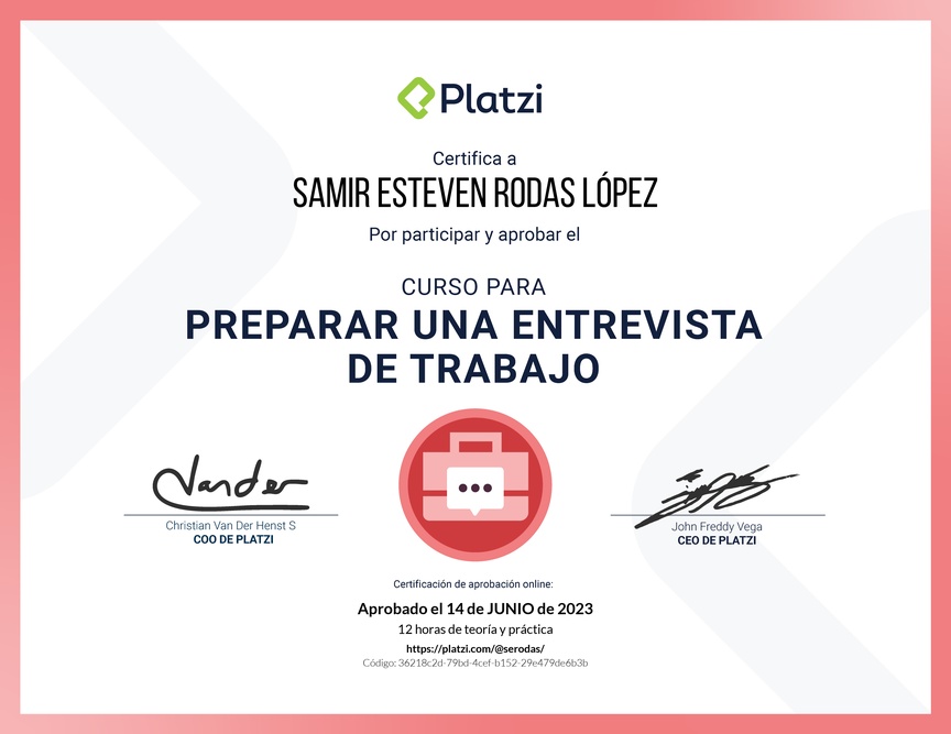 Diploma del Curso para Preparar una Entrevista de Trabajo