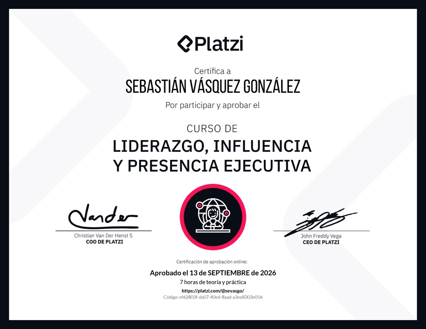 Diploma del Curso de Liderazgo, Influencia y Presencia Ejecutiva