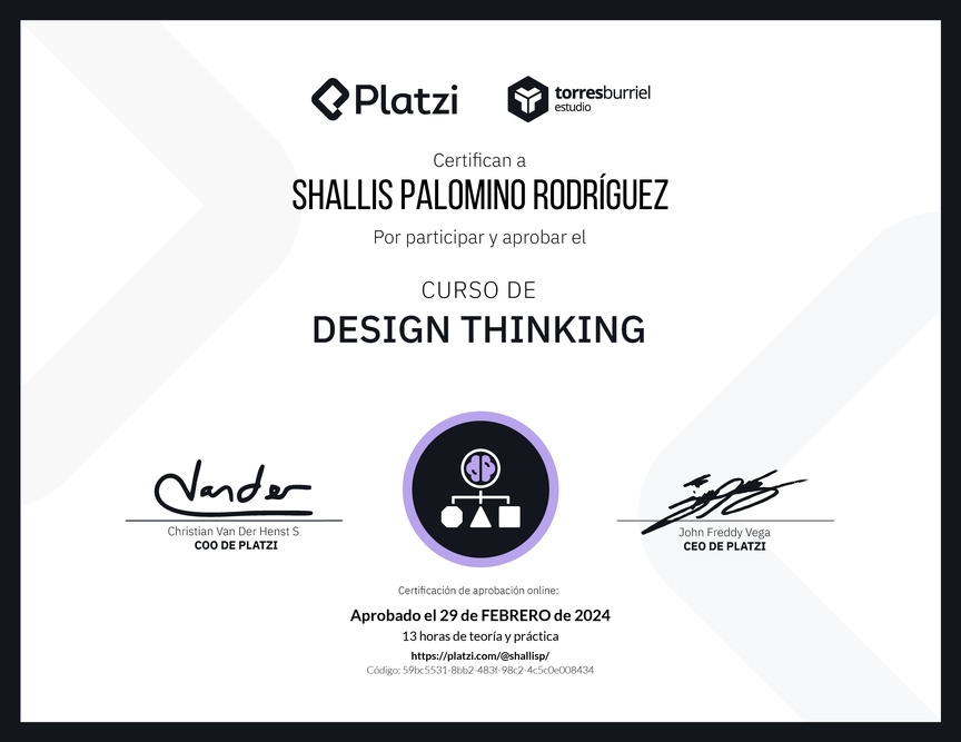 Diploma del Curso de Design Thinking