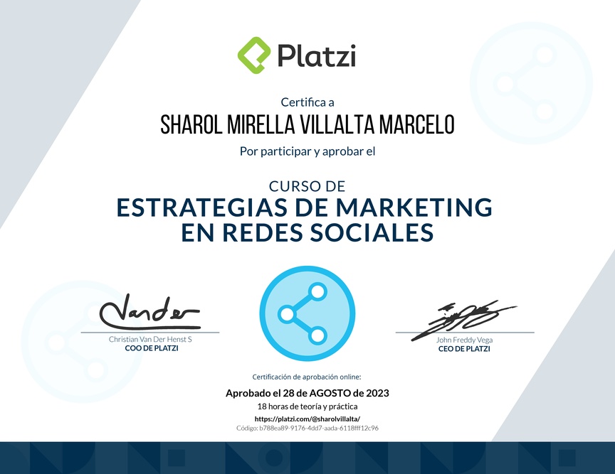 Diploma del Curso de Estrategias de Marketing en Redes Sociales
