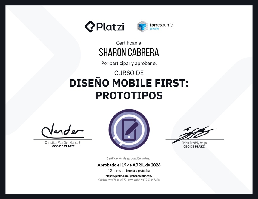 Diploma del Curso de Diseño Mobile First: Prototipos