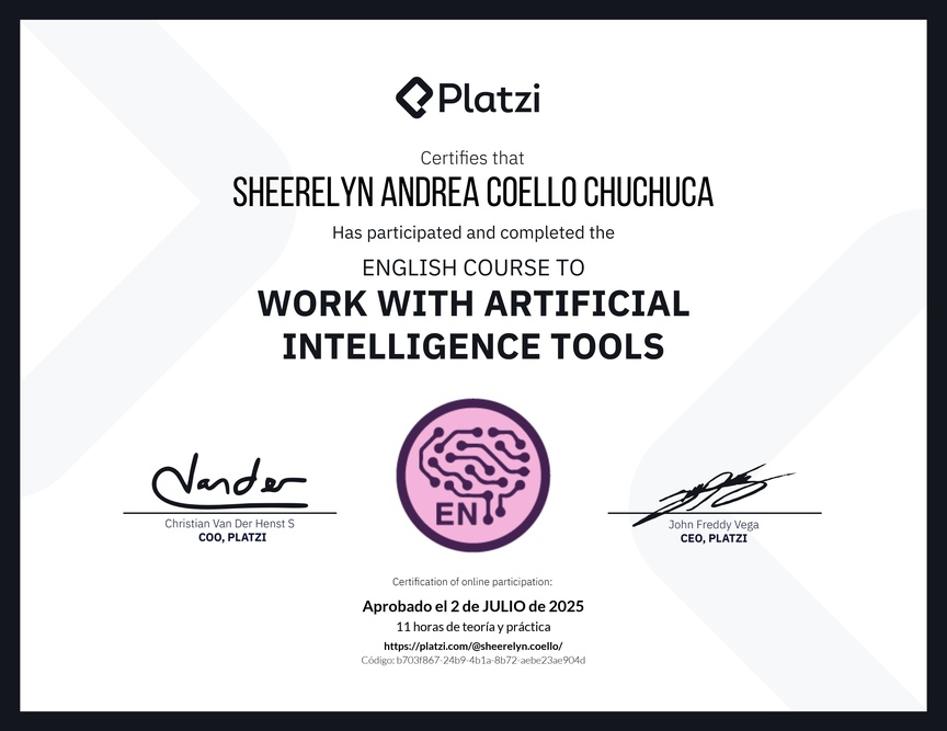 Diploma del Curso de Inglés para el Uso de Inteligencia Artificial