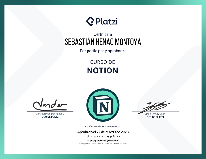 Diploma del Curso de Notion