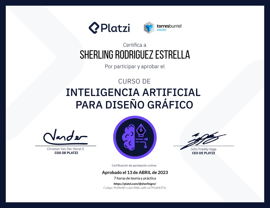 Diploma del Curso de Inteligencia Artificial para Diseño Gráfico