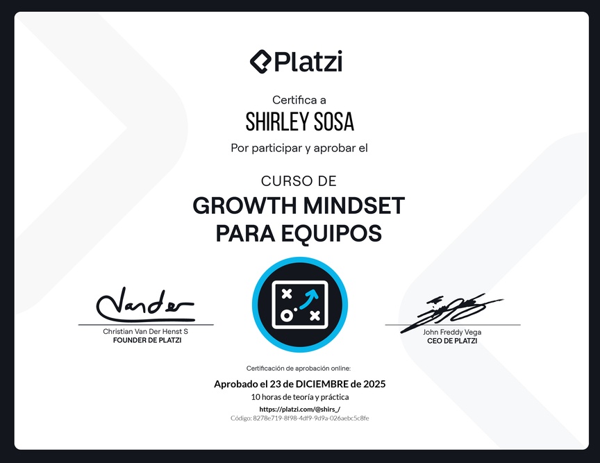 Diploma del Curso de Growth Mindset para Equipos