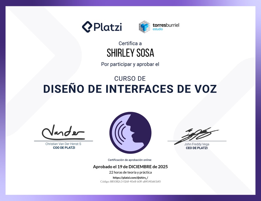 Diploma del Curso de Diseño de Interfaces de Voz