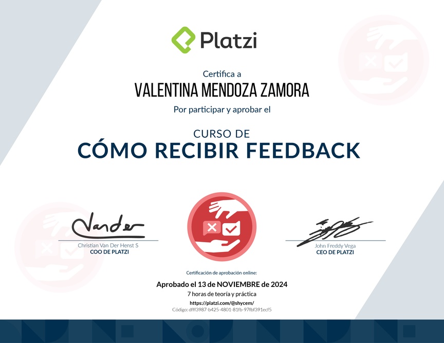 Diploma de Audiocurso de Cómo Recibir Feedback