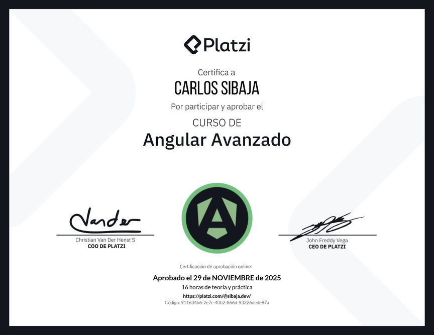 Diploma del Curso de Angular Avanzado