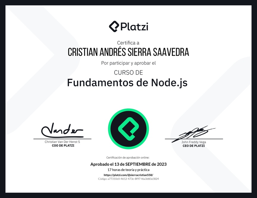Diploma del Curso de Fundamentos de Node.js