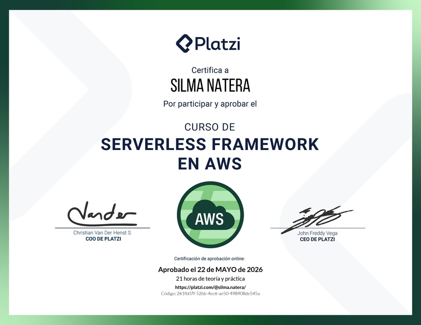 Diploma del Curso de Serverless Framework en AWS