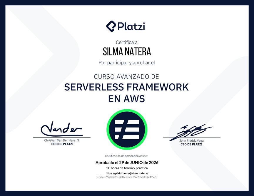 Diploma del Curso Avanzado de Serverless Framework en AWS