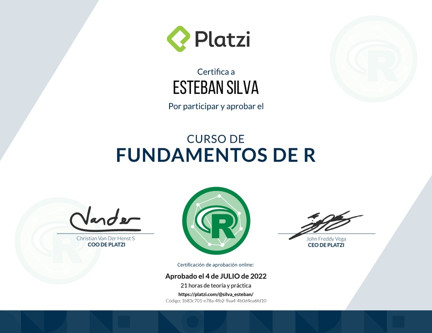 Diploma del Curso de Fundamentos de R
