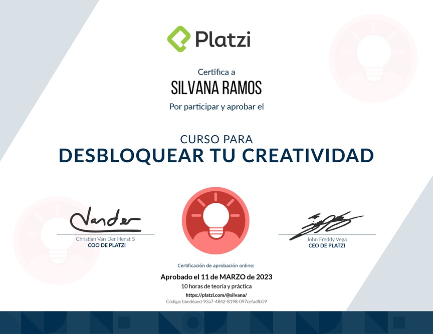 Diploma de Audiocurso de Desarrollo de Creatividad para tu Vida Profesional