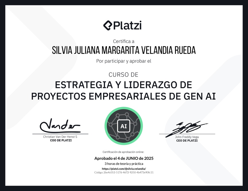 Diploma del Curso de Estrategia y Liderazgo de Proyectos Empresariales de Gen AI