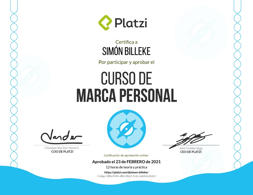 Diploma del Curso Gratis de Marca Personal 2018