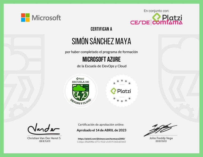 Diploma de la Ruta de Aprendizaje de Microsoft Azure