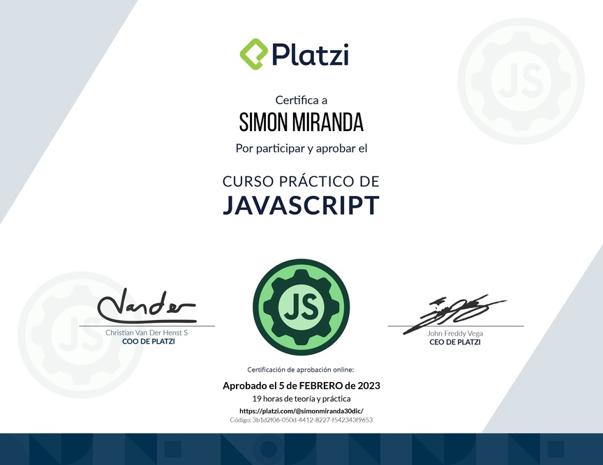 Diploma del Curso Práctico de JavaScript
