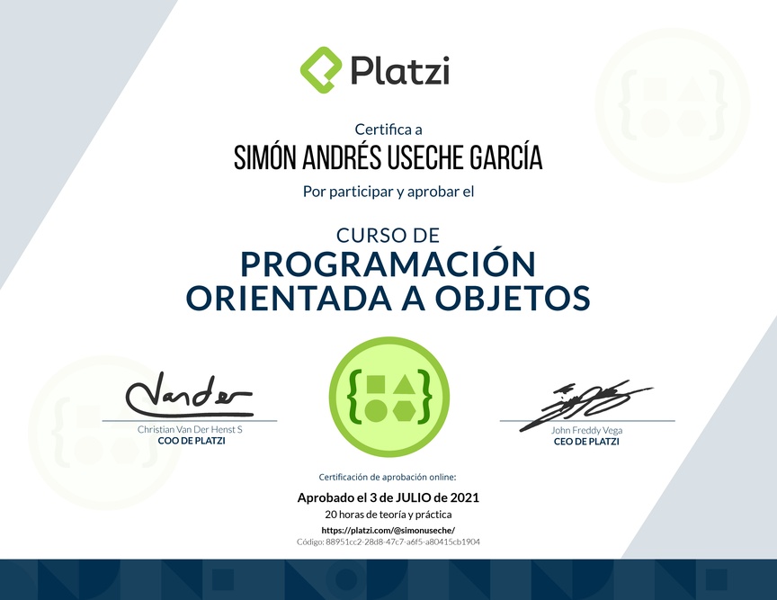 Diploma del Curso de Programación Orientada a Objetos: POO