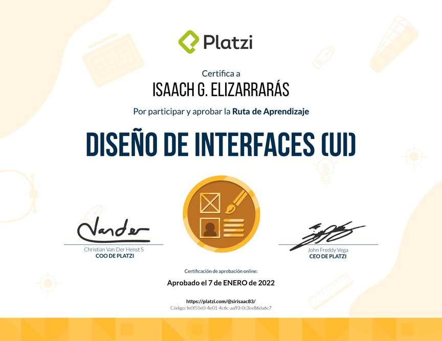 Diploma de la Ruta de Aprendizaje de Diseño de Interfaces (UI)