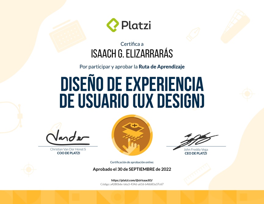 Diploma de la Ruta de Aprendizaje de Diseño de Experiencia de Usuario (UX Design)