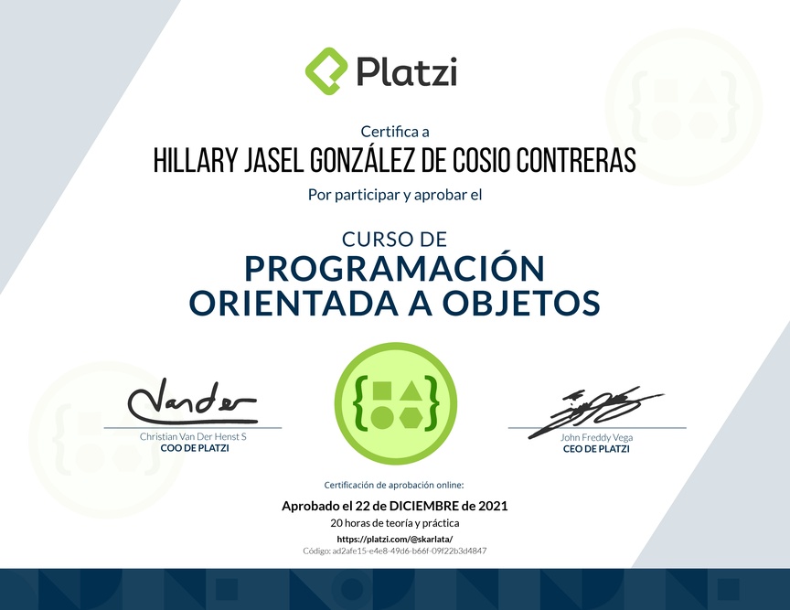 Diploma del Curso de Programación Orientada a Objetos: POO