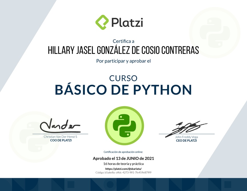 Diploma del Curso Básico de Python