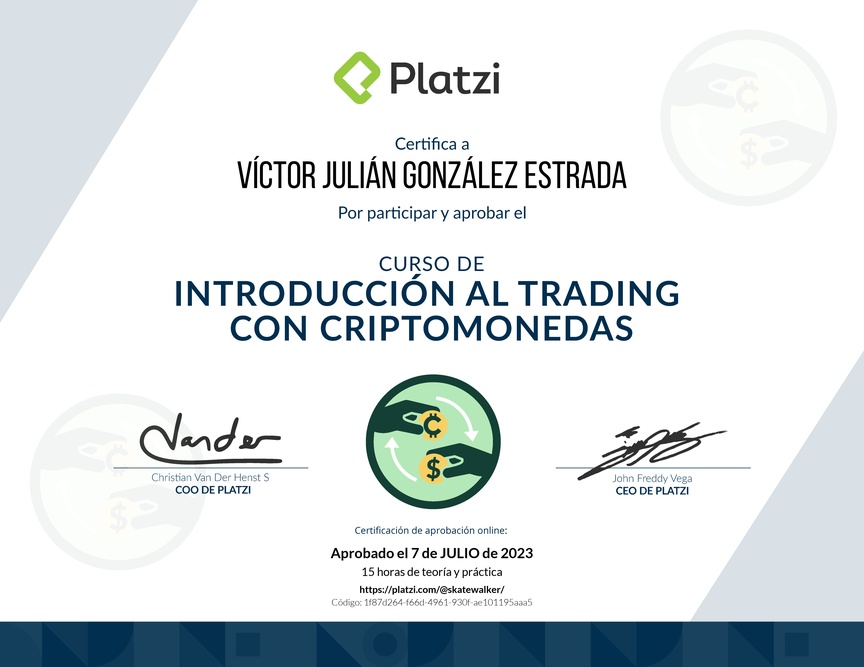 Diploma del Curso de Introducción al Trading con Criptomonedas